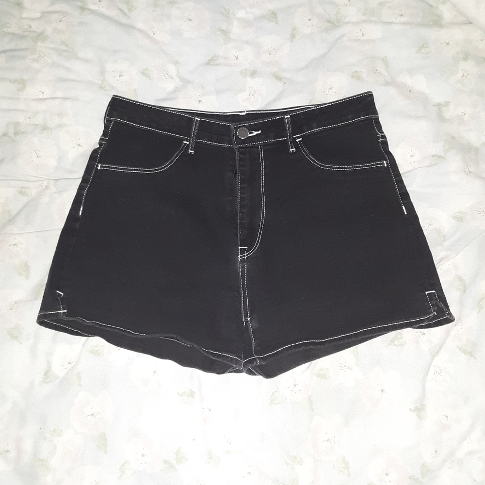 H&M black denim shorts